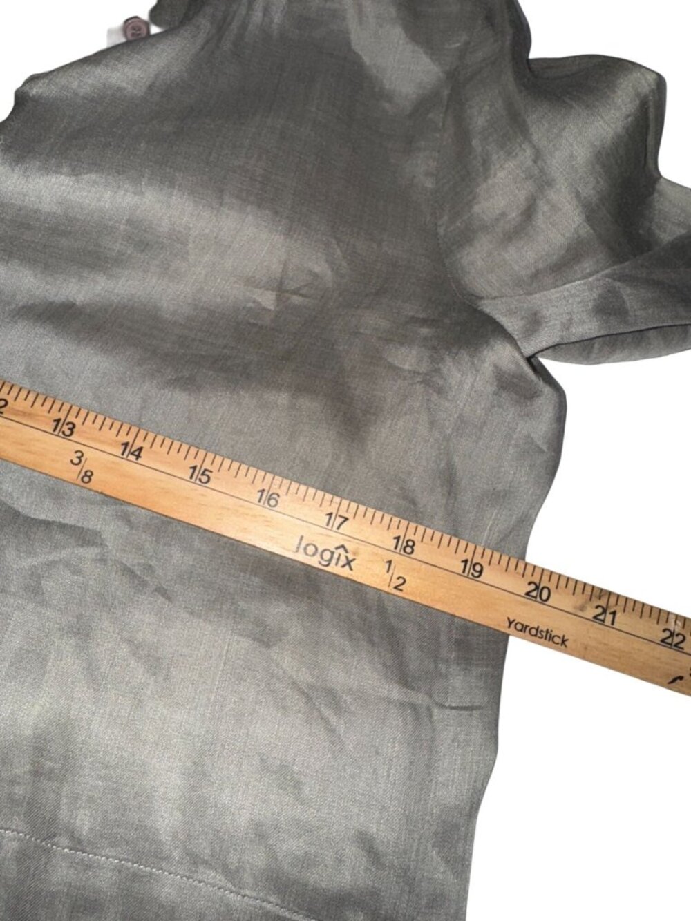 Lafayette 148 New York Womens Long Button-Up Shirt P Taupe Ramie/Tencel - Picture 7 of 8